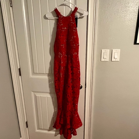 Nasty Gal NWT red midi crochet fishtail hem dress - Picture 3 of 4